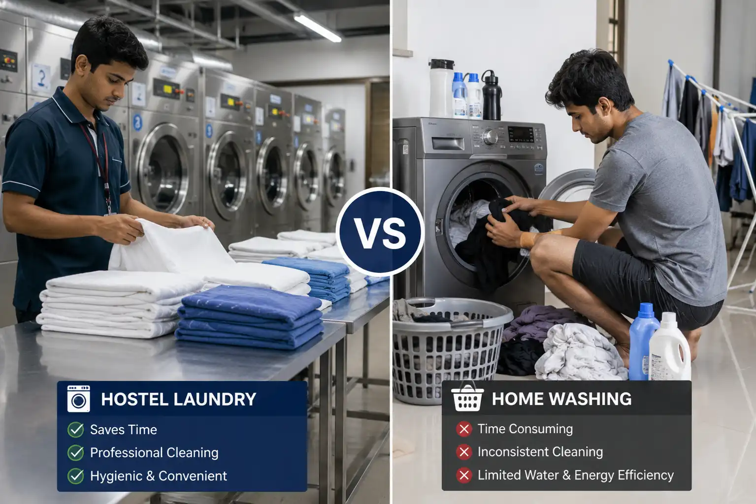 Hostel Laundry Services vs Self Washing Comparison For Students
