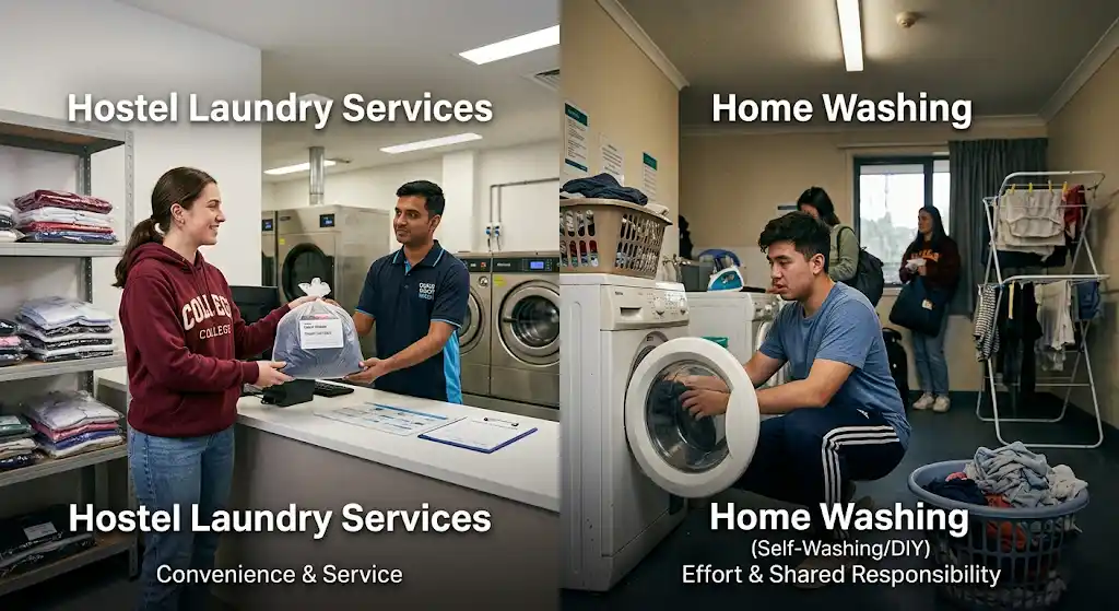 Hostel Laundry Services vs Self Washing Comparison For Students